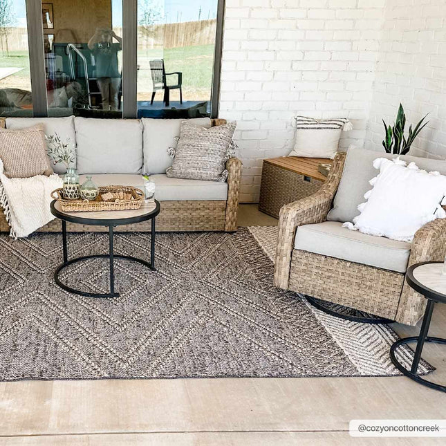 Beige Charcoal Areli Area Rug Rugs TriadCommerceInc