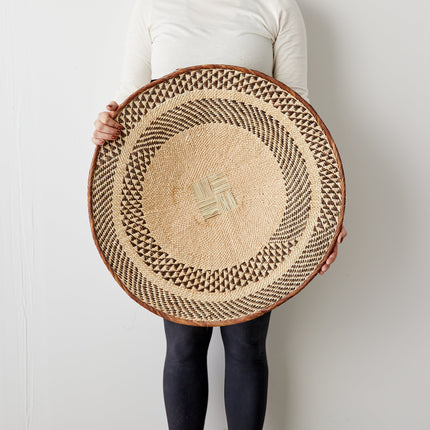 Binga Patterned Brown & Natural Wall Art Wall Basket TriadCommerceInc Extra Large