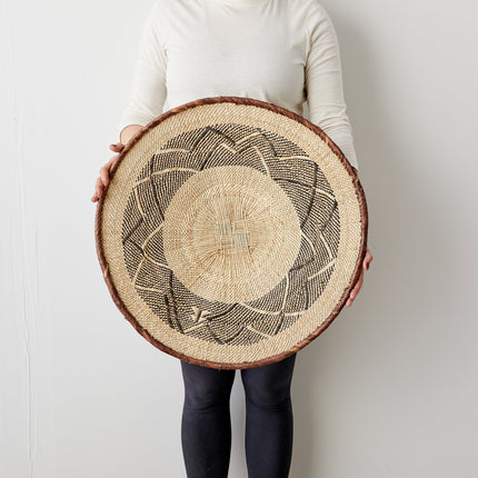 Binga Patterned Brown & Natural Wall Art Wall Basket TriadCommerceInc Large
