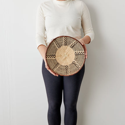 Binga Patterned Brown & Natural Wall Art Wall Basket TriadCommerceInc Small