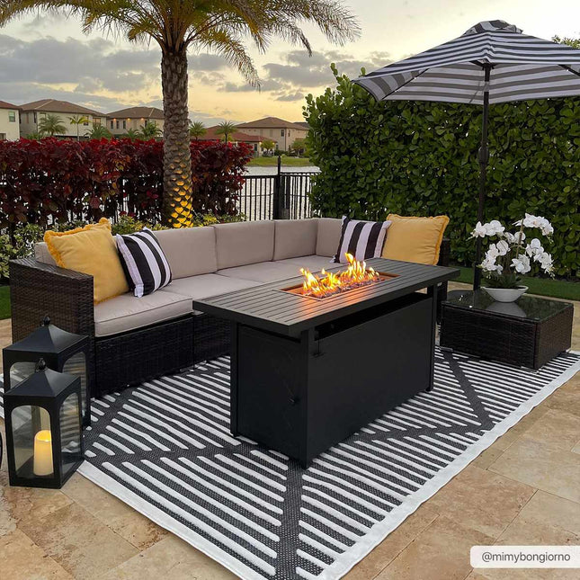 Anah 3D Black Outdoor Rug Rugs TriadCommerceInc