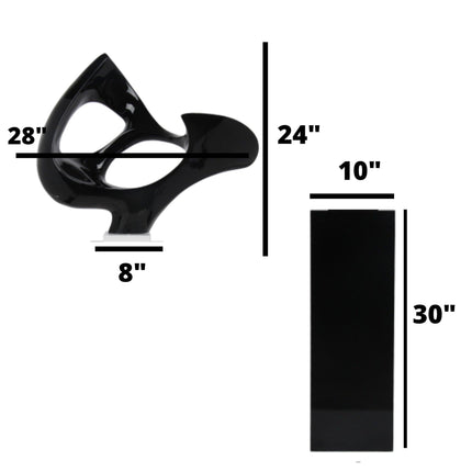 Black Abstract Mask Floor Sculpture With Black Stand, 54" Tall Sculpture TriadCommerceInc   