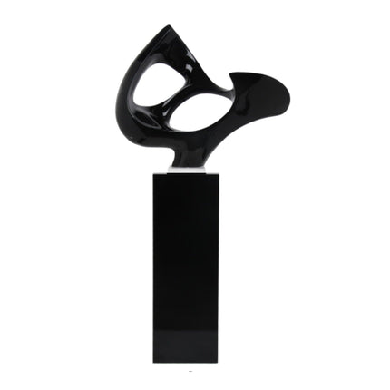 Black Abstract Mask Floor Sculpture With Black Stand, 54" Tall Sculpture TriadCommerceInc   