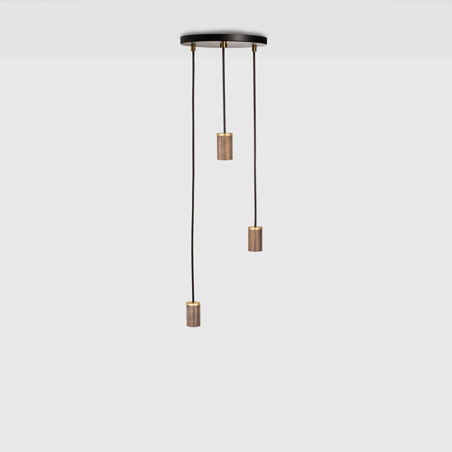 Triple Pendant Light in Walnut - Black Canopy Home Decor > Lighting > Ceiling Lights > Pendant Lights TriadCommerceInc Walnut Black Canopy