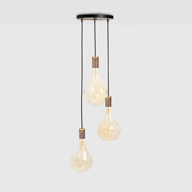 Triple Pendant Light in Walnut + Voronoi II - Black Canopy Home Decor > Lighting > Ceiling Lights > Pendant Lights TriadCommerceInc Walnut Black Canopy