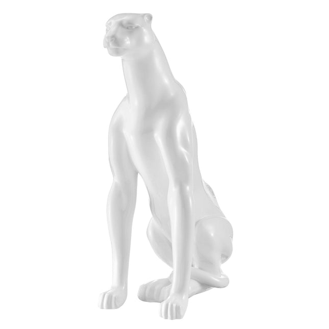 Boli Sitting Panther Sculpture // Glossy White Sculpture TriadCommerceInc   