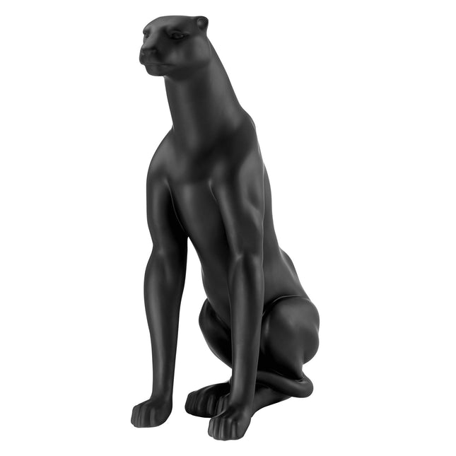 Boli Sitting Panther Sculpture // Matte Black Sculpture TriadCommerceInc   