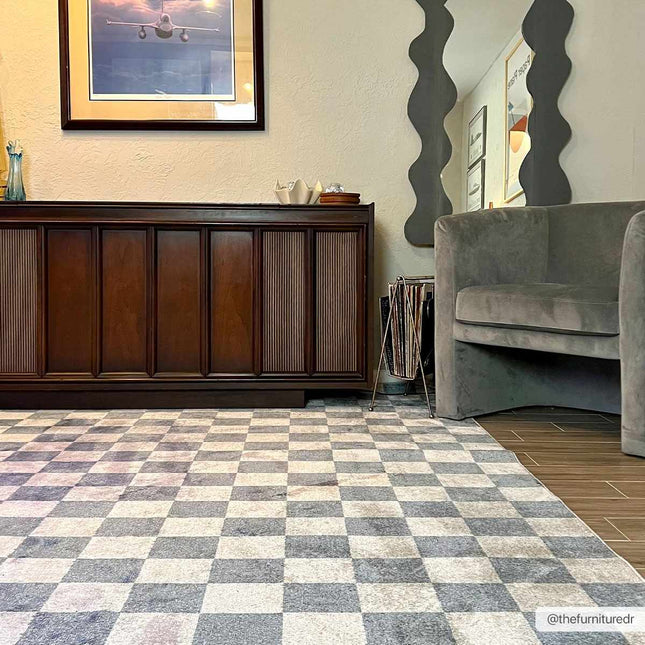 Brone Checkered Washable Area Rug Rugs TriadCommerceInc