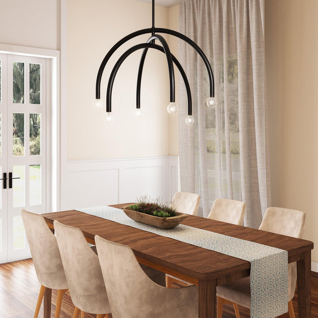 Caboche Mid-Century Modern Black Dimmable 6-Light Chandelier Home Decor > Lighting > Ceiling Lights > Chandelier TriadCommerceInc
