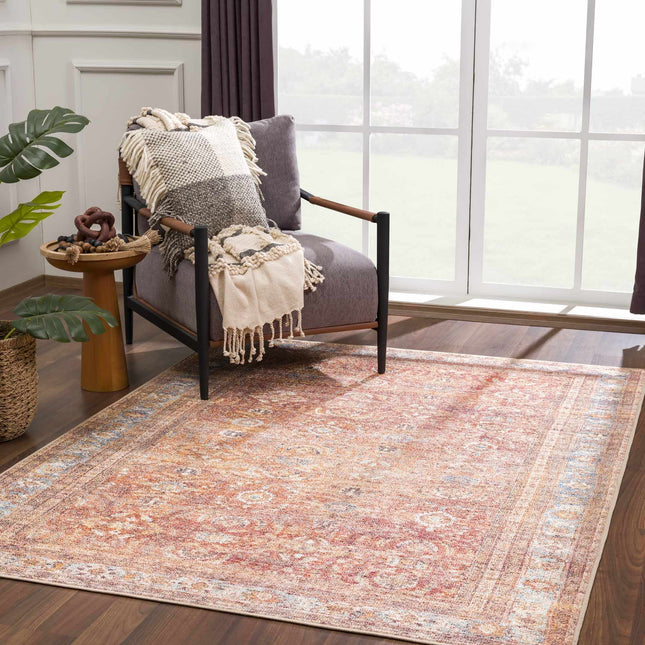 Anshu Peach Washable Area Rug - Clearance Rugs TriadCommerceInc
