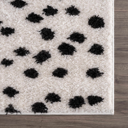 Cansu Black & White Dotted Area Rug Rugs TriadCommerceInc