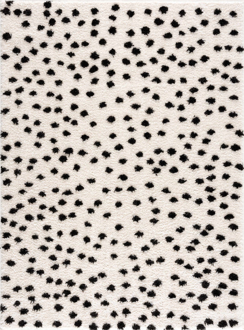 Cansu Black & White Dotted Area Rug Rugs TriadCommerceInc