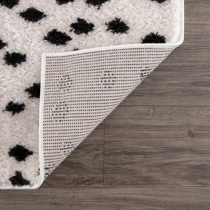 Cansu Black & White Dotted Area Rug Rugs TriadCommerceInc