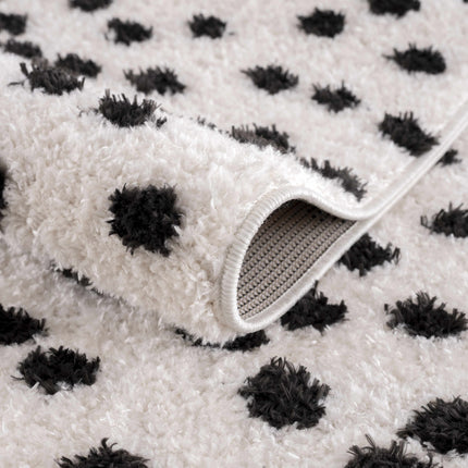 Cansu Black & White Dotted Area Rug Rugs TriadCommerceInc