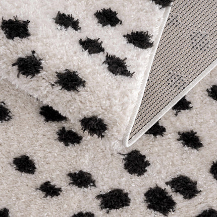 Cansu Black & White Dotted Area Rug Rugs TriadCommerceInc