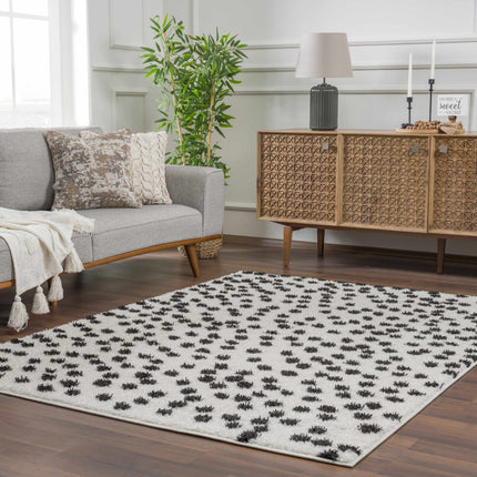 Cansu Black & White Dotted Area Rug Rugs TriadCommerceInc 5'3" x 7' Rectangle