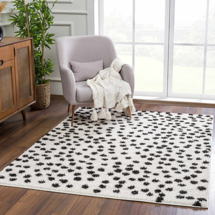 Cansu Black & White Dotted Area Rug Rugs TriadCommerceInc