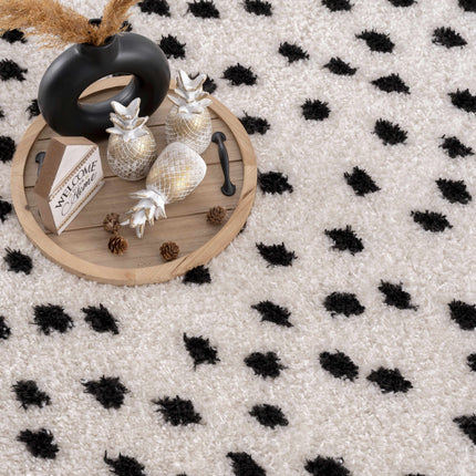 Cansu Black & White Dotted Area Rug Rugs TriadCommerceInc