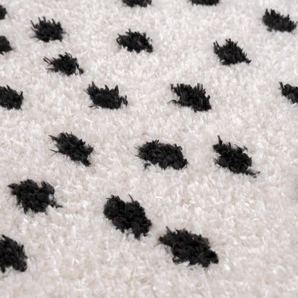 Cansu Black & White Dotted Area Rug Rugs TriadCommerceInc