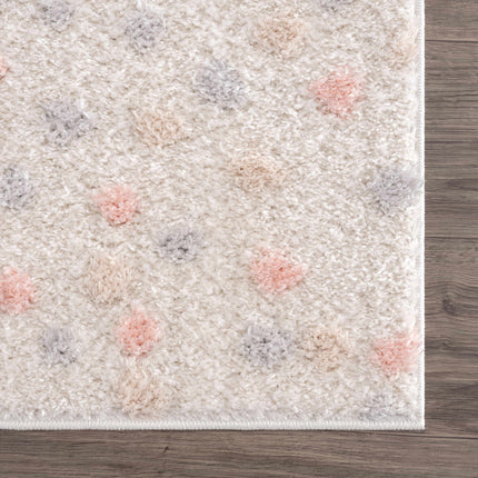 Cansu Pink & Cream Dotted Area Rug Rugs TriadCommerceInc