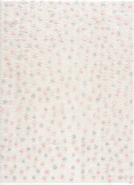 Cansu Pink & Cream Dotted Area Rug Rugs TriadCommerceInc