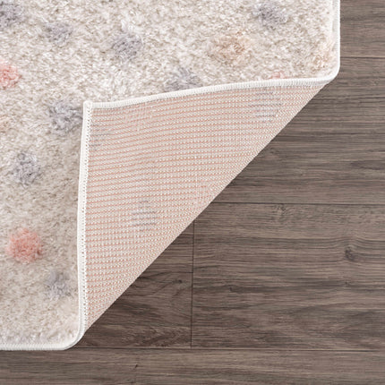 Cansu Pink & Cream Dotted Area Rug Rugs TriadCommerceInc