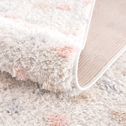 Cansu Pink & Cream Dotted Area Rug Rugs TriadCommerceInc