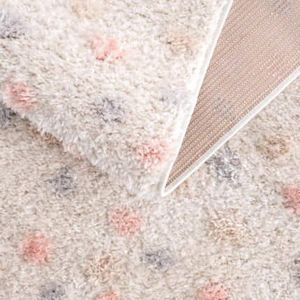 Cansu Pink & Cream Dotted Area Rug Rugs TriadCommerceInc