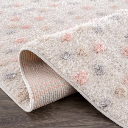 Cansu Pink & Cream Dotted Area Rug Rugs TriadCommerceInc