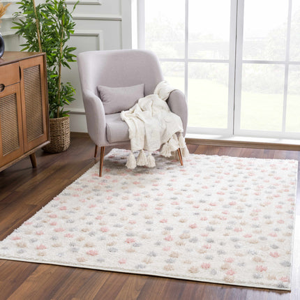 Cansu Pink & Cream Dotted Area Rug Rugs TriadCommerceInc