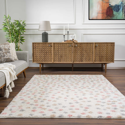 Cansu Pink & Cream Dotted Area Rug Rugs TriadCommerceInc