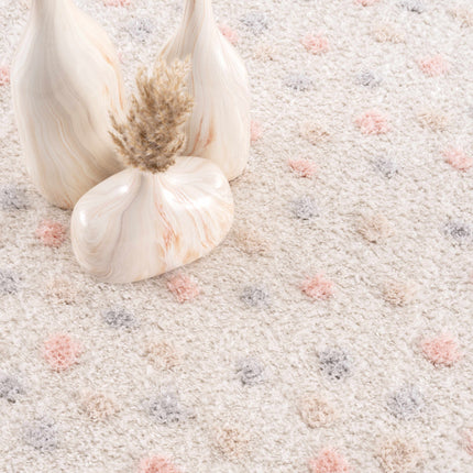 Cansu Pink & Cream Dotted Area Rug Rugs TriadCommerceInc