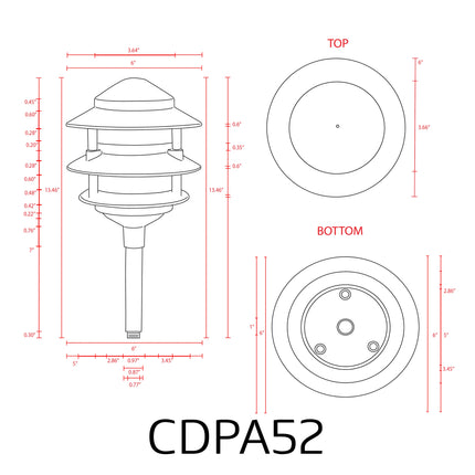 3W LED Pagoda Landscape Path Light Outdoor Path Light TriadCommerceInc