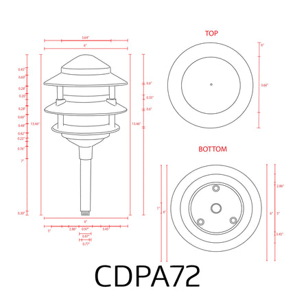 Black Aluminum Low Voltage Pagoda Path Light Path Light TriadCommerceInc