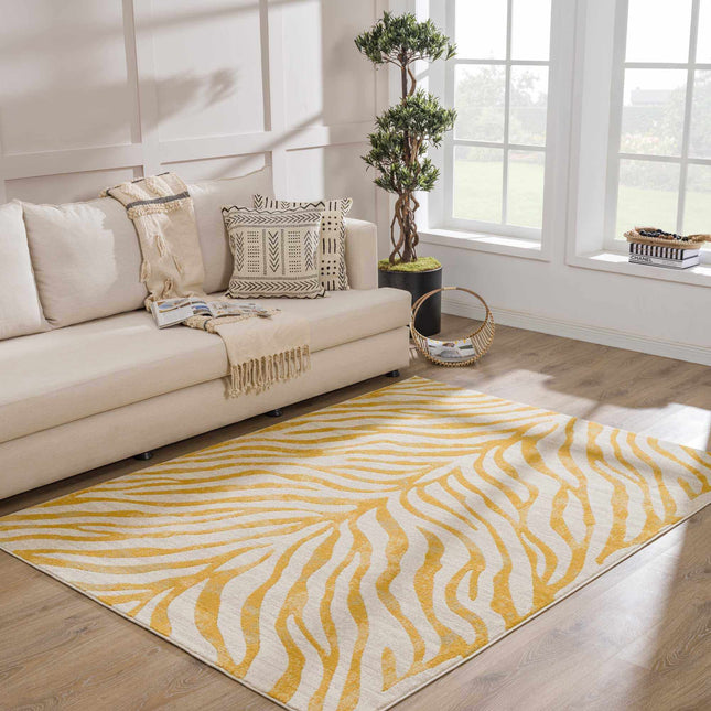 Yellow Terra Zebra Print Area Rug - Clearance Rugs TriadCommerceInc