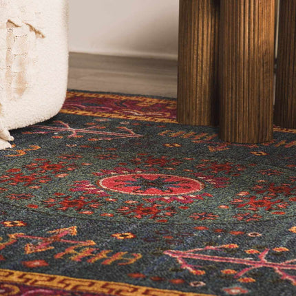 Cleveland Colorful Traditional Area Rug - Teal, Aqua, Navy Rugs TriadCommerceInc