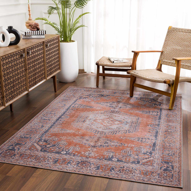 Taber Burnt Orange Washable Rug Rugs TriadCommerceInc