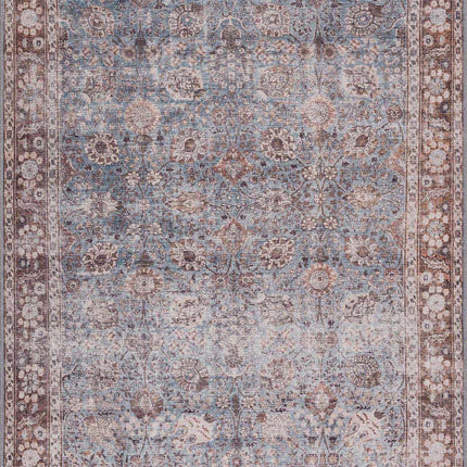 Brown Blue Dauis Vintage Washable Area Rug - Clearance Rugs TriadCommerceInc