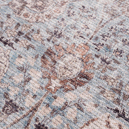 Brown Blue Dauis Vintage Washable Area Rug - Clearance Rugs TriadCommerceInc