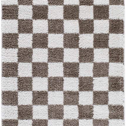 Canika Brown Washable Checkered Area Rug Rugs TriadCommerceInc 2'7" x 7'3" Runner