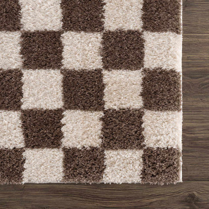 Canika Brown Washable Checkered Area Rug Rugs TriadCommerceInc