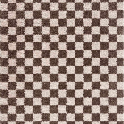 Canika Brown Washable Checkered Area Rug Rugs TriadCommerceInc