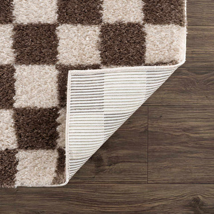 Canika Brown Washable Checkered Area Rug Rugs TriadCommerceInc
