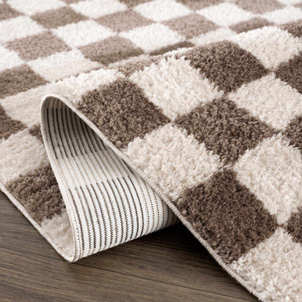 Canika Brown Washable Checkered Area Rug Rugs TriadCommerceInc