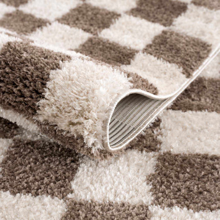 Canika Brown Washable Checkered Area Rug Rugs TriadCommerceInc
