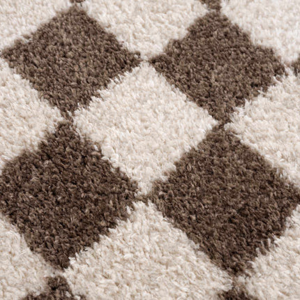 Canika Brown Washable Checkered Area Rug Rugs TriadCommerceInc