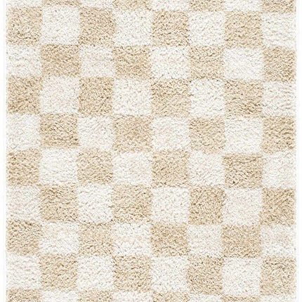 Canika Checkered Cream Washable Area Rug Rugs TriadCommerceInc 2'7" x 7'3" Runner