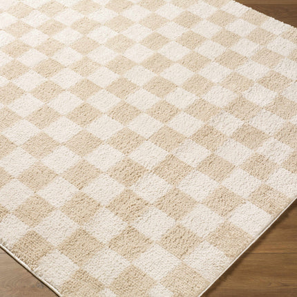 Canika Checkered Cream Washable Area Rug Rugs TriadCommerceInc