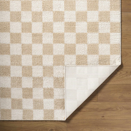 Canika Checkered Cream Washable Area Rug Rugs TriadCommerceInc