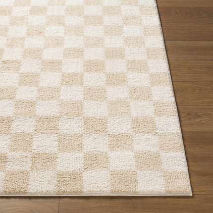 Canika Checkered Cream Washable Area Rug Rugs TriadCommerceInc